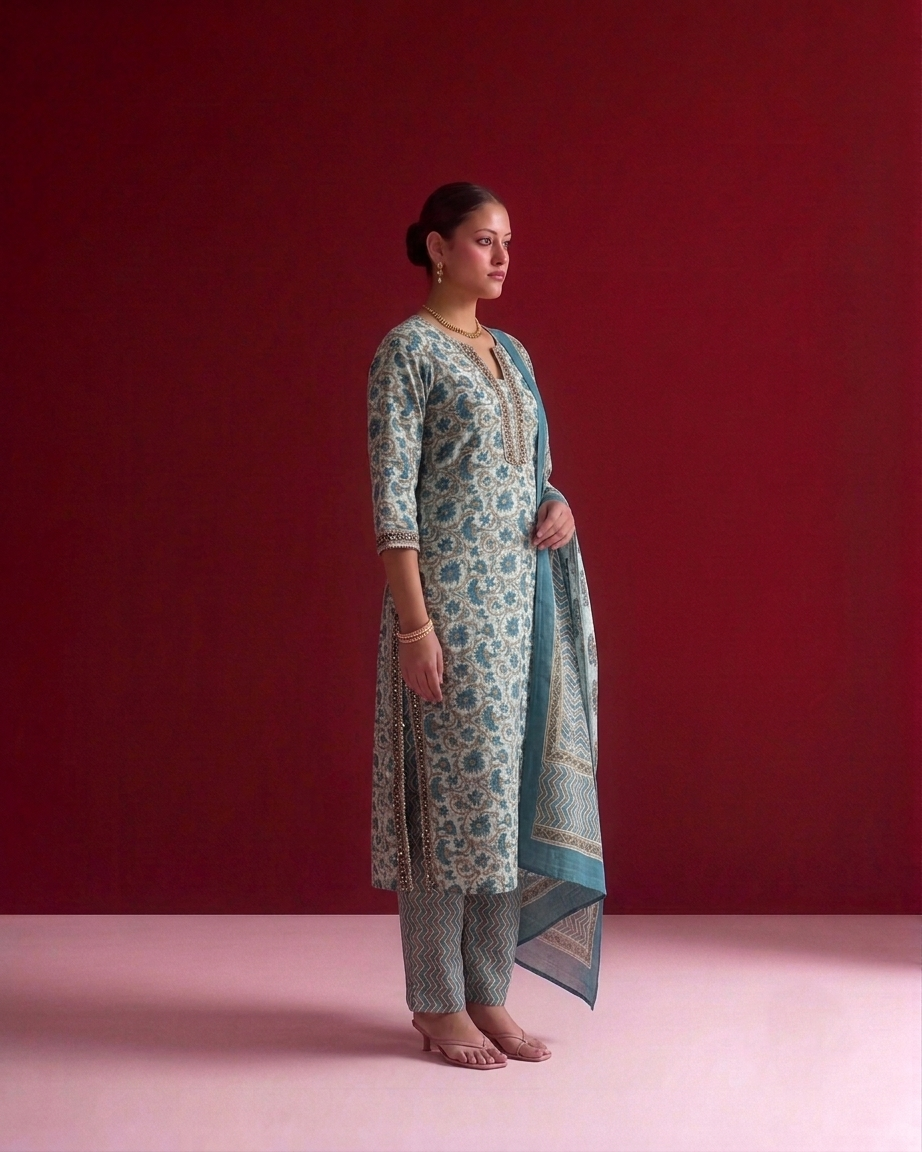 Printed Cotton Dupatta Set CS0345