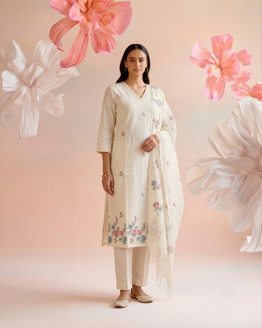 Embroidered Kota Doriya Dupatta Set KD050