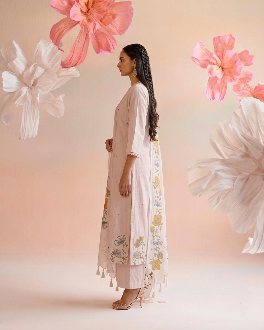 Embroidered Kota Doriya Dupatta Set KD042