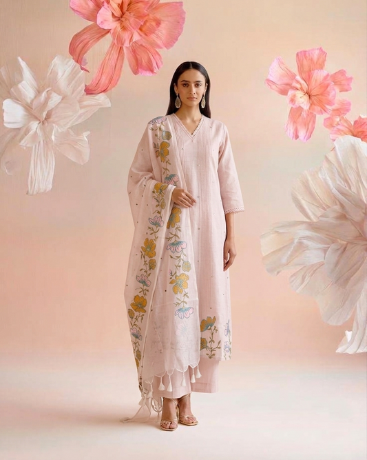 Embroidered Kota Doriya Dupatta Set KD042