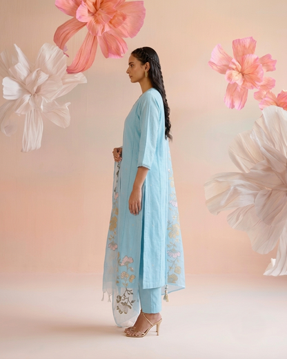 Embroidered Kota Doriya Dupatta Set KD042