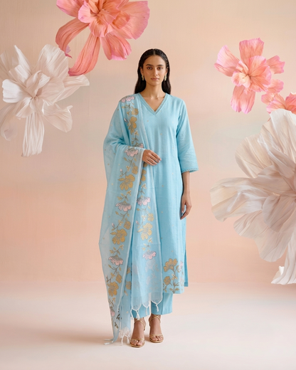 Embroidered Kota Doriya Dupatta Set KD042