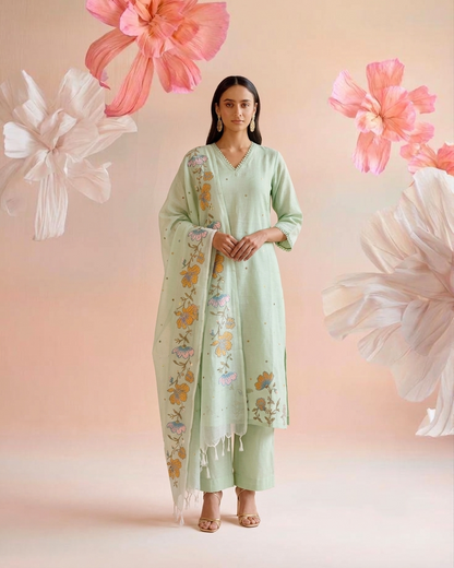 Embroidered Kota Doriya Dupatta Set KD042