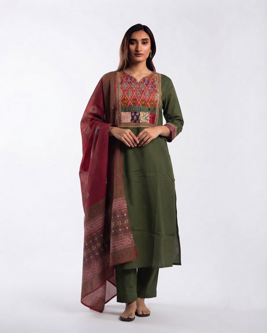 Pure Cotton Dupatta Set CS0315