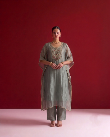 Premium Kaftan Set In Tissue Fabric