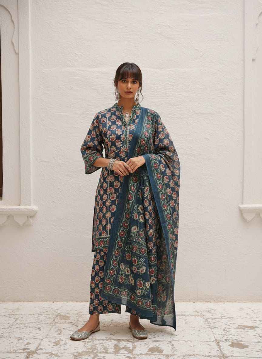 Pure Cotton Medium Length Dupatta Set  CS0222