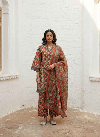 Pure Cotton Medium Length Dupatta Set  CS0222