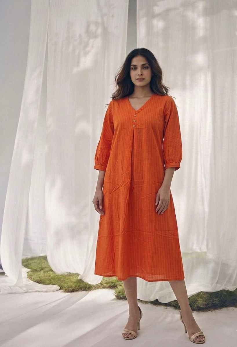 Pure Cotton A Line Only Single Kurta Set