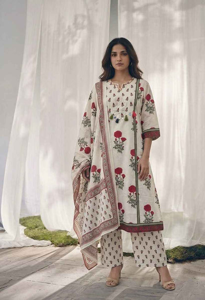 Pure Cotton A Line Floral Print Dupatta Set