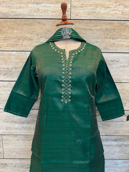 Tissue Simmer Three Piece Dupatta Set