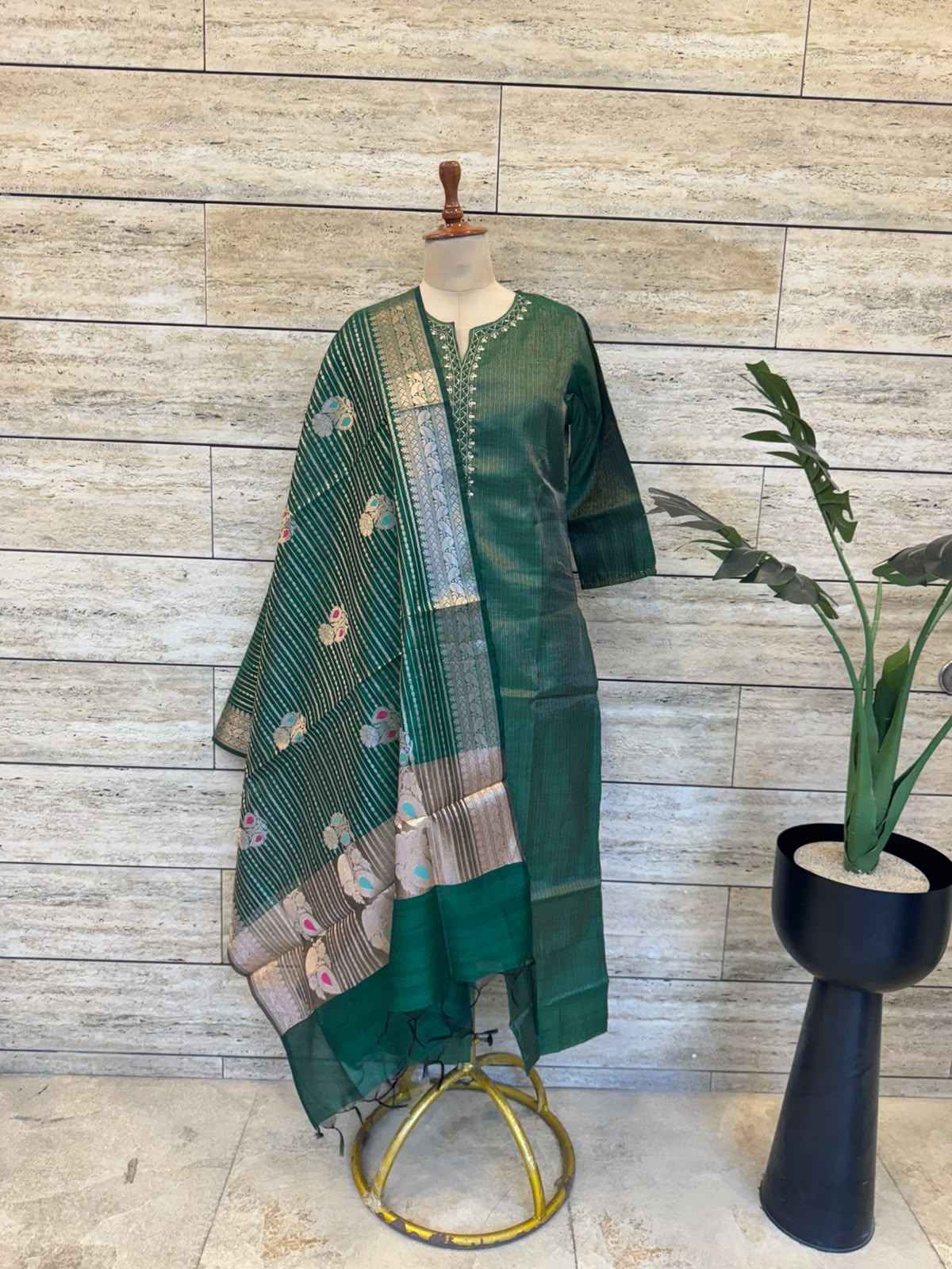 Tissue Simmer Three Piece Dupatta Set