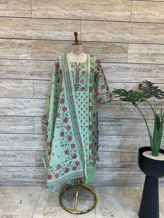Chanderi Silk Three Piece Dupatta Set