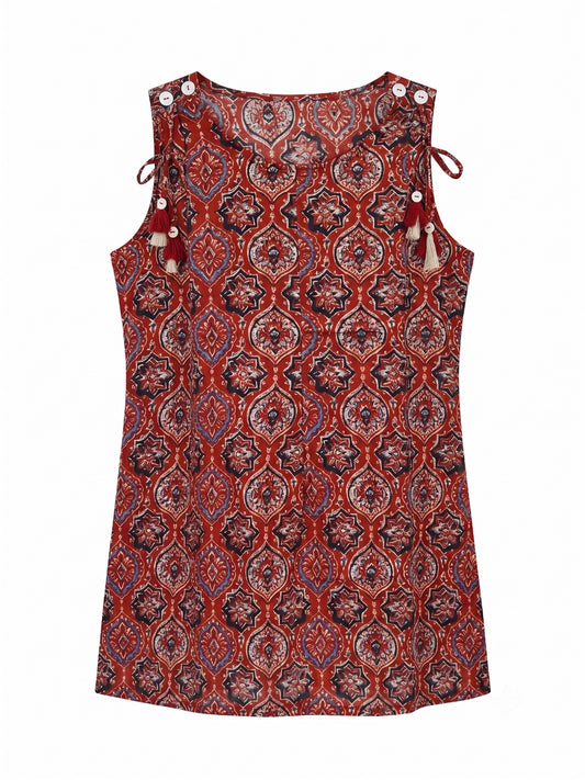 Printed Short Top In Cotton Fabric ST009