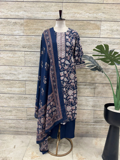 Pure Cotton Three Piece Dupatta Set CS0331
