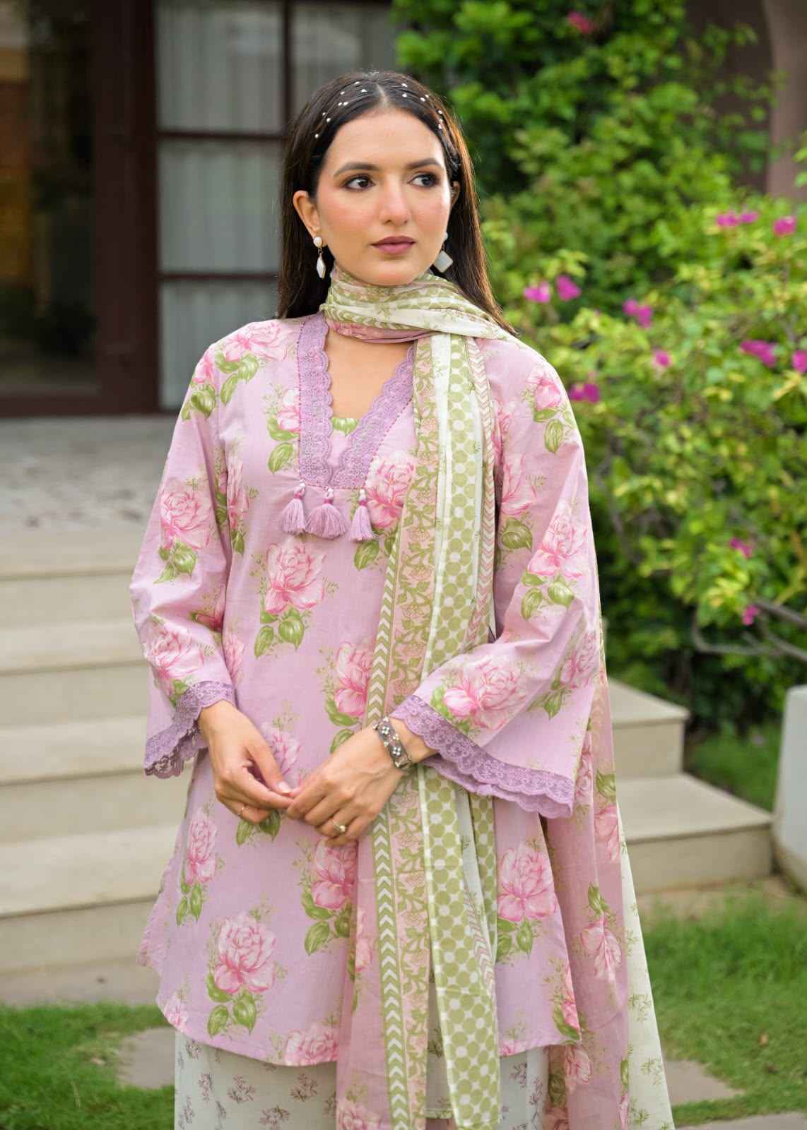 Pure Cotton Dupatta Set With Farsi Salwar CS0340