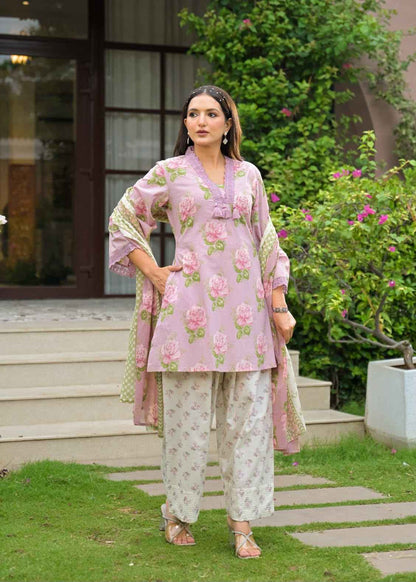 Pure Cotton Dupatta Set With Farsi Salwar CS0340