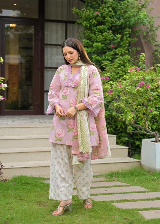 Pure Cotton Dupatta Set With Farsi Salwar CS0340