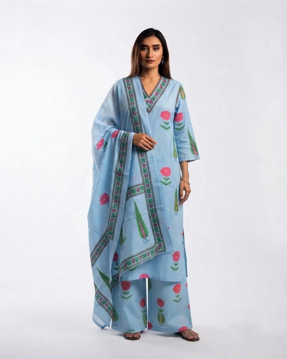 Pure Cotton Dupatta Set