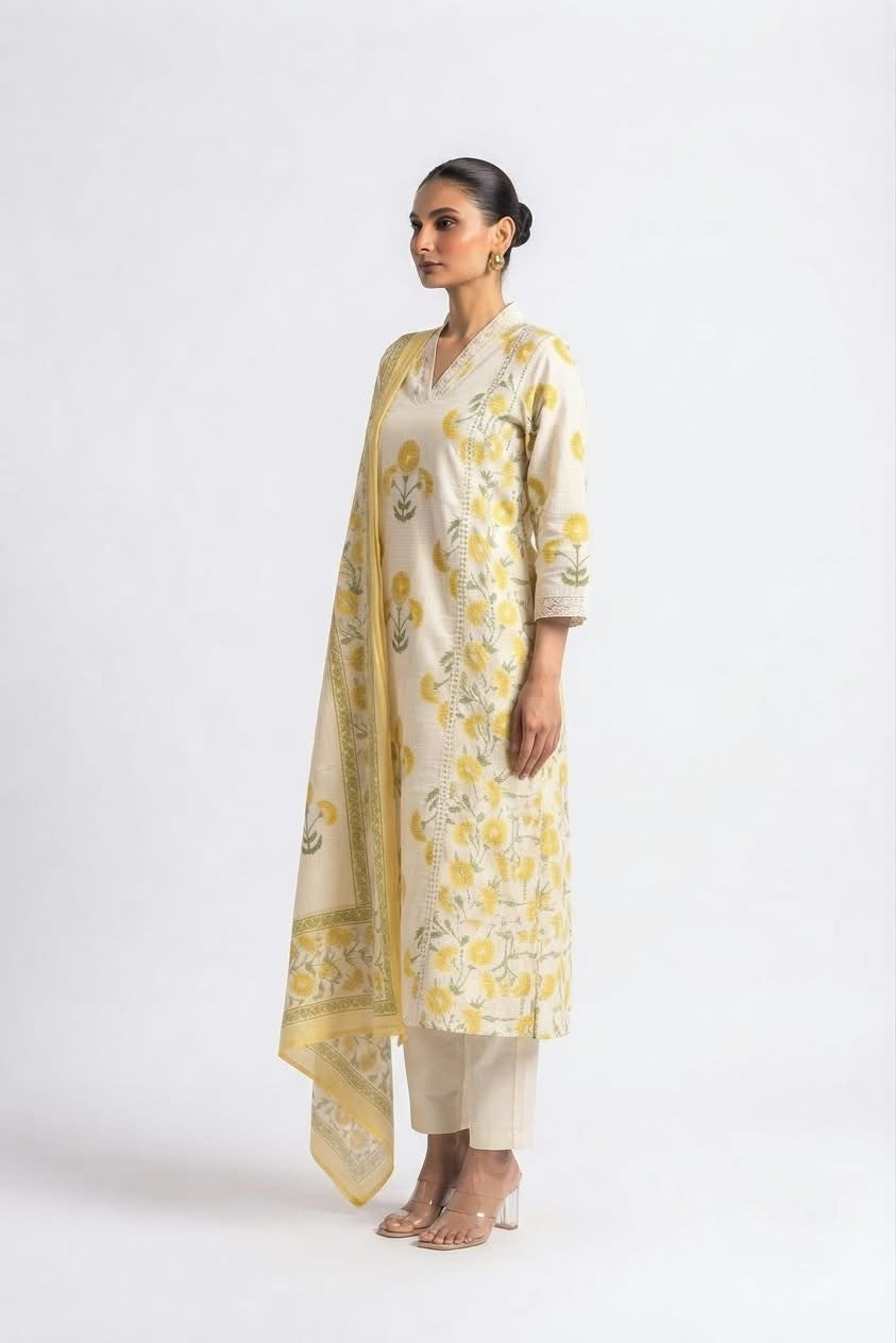 pure Kota Doriya Dupatta Set with embroidery