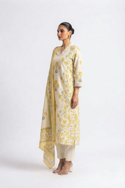 pure Kota Doriya Dupatta Set with embroidery