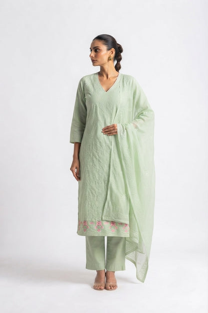 pure Cotton Dupatta Set with embroidery