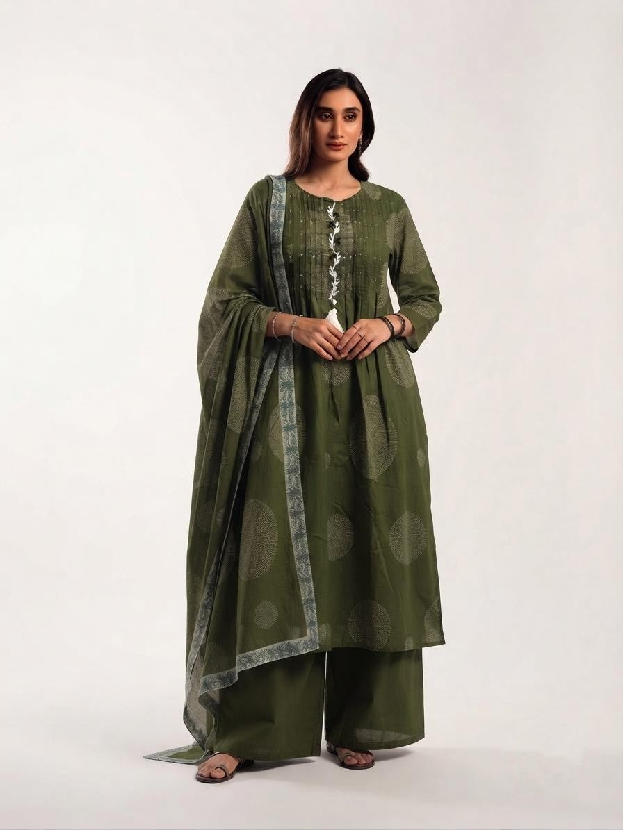 Pure Cotton A Line  Dupatta Set CS0368