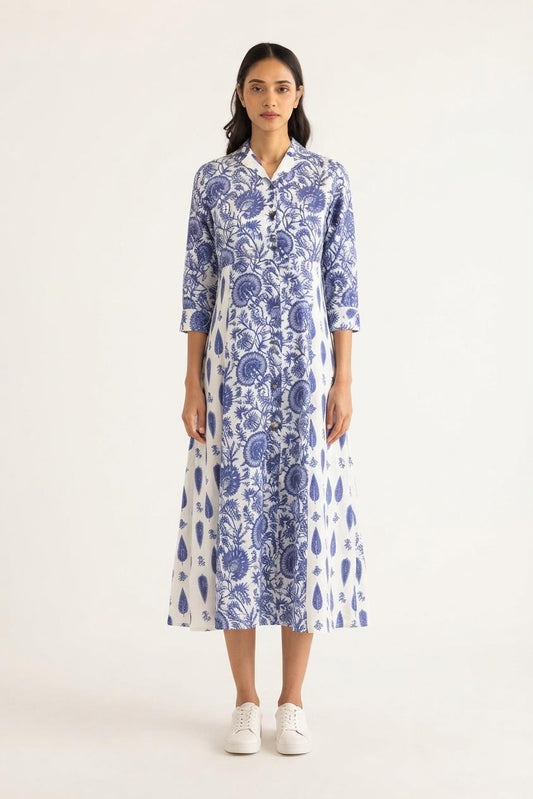 Printed Cotton One Piece Dress