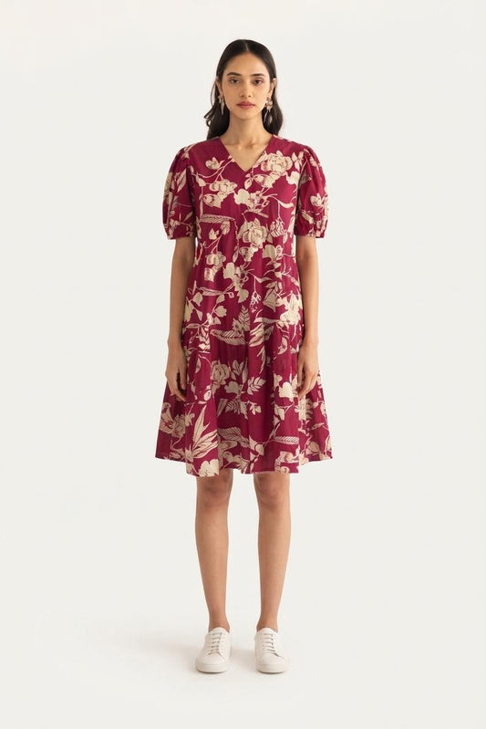 Printed Cotton One Piece Dress