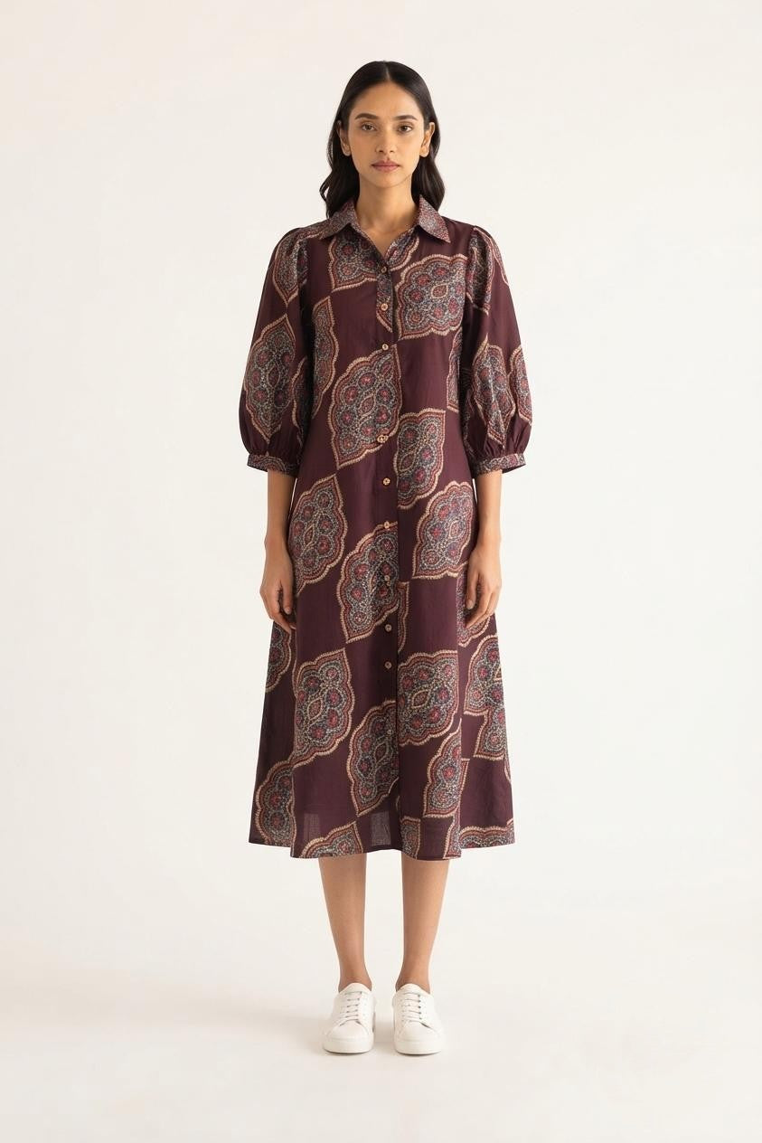 Printed Cotton One Piece Dress