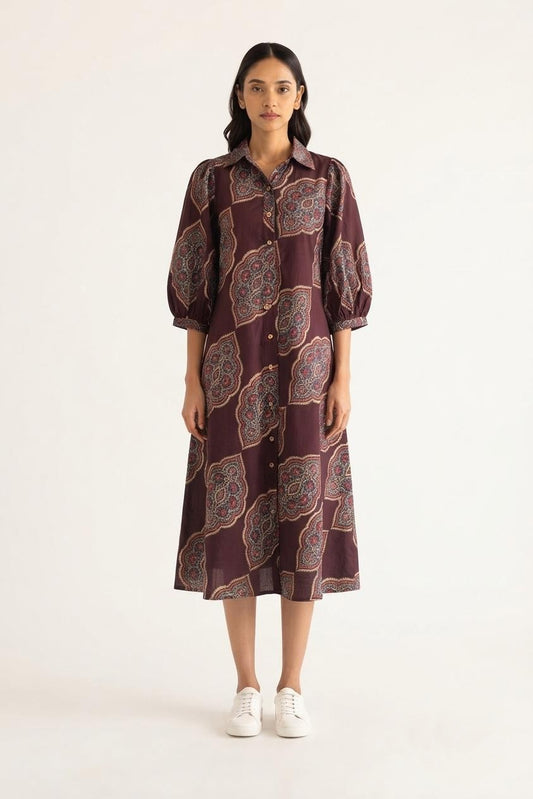 Printed Cotton One Piece Dress