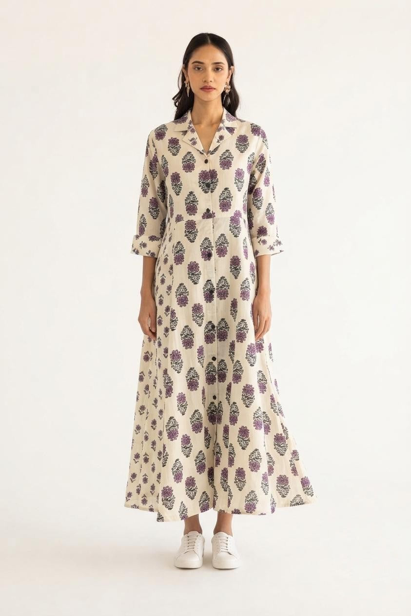 Printed Cotton One Piece Dress