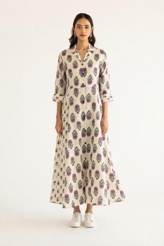 Printed Cotton One Piece Dress