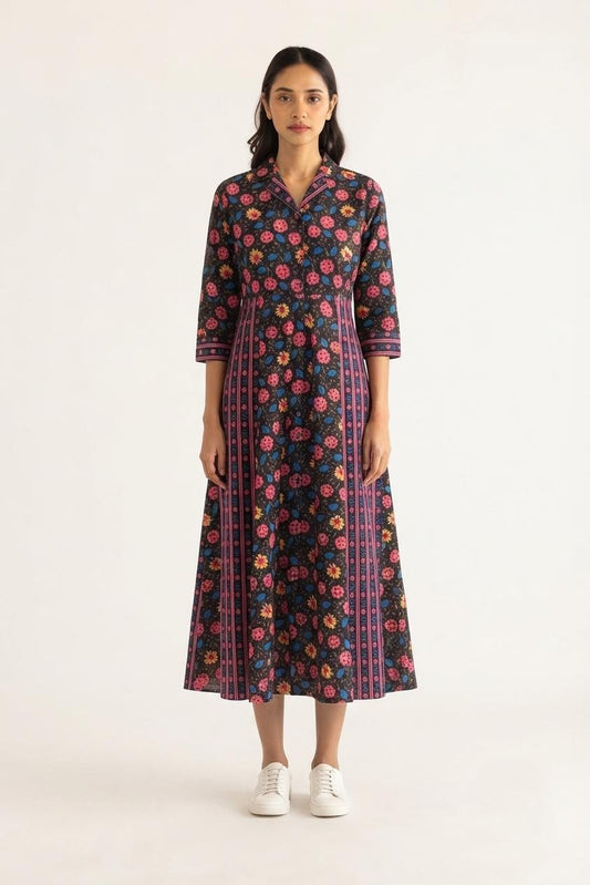 Printed Cotton One Piece Dress