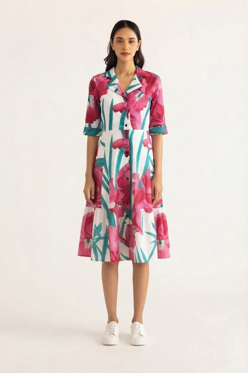 Printed Cotton One Piece Dress