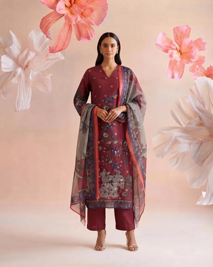 Printed Kota Doriya Dupatta Set