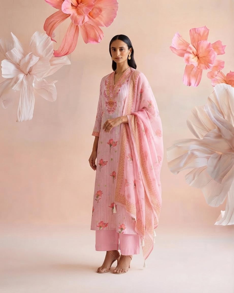 Printed Kota Doriya Dupatta Set