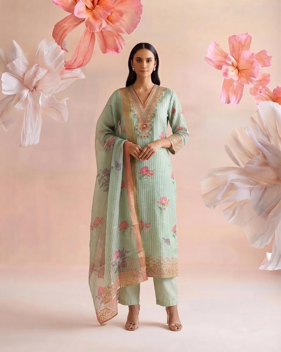 Printed Kota Doriya Dupatta Set
