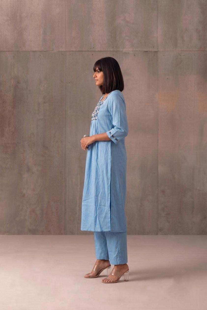 Pure Muslin A Line Two Piece Pant Set  MPS015