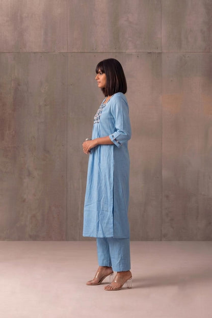 Pure Muslin A Line Two Piece Pant Set  MPS015