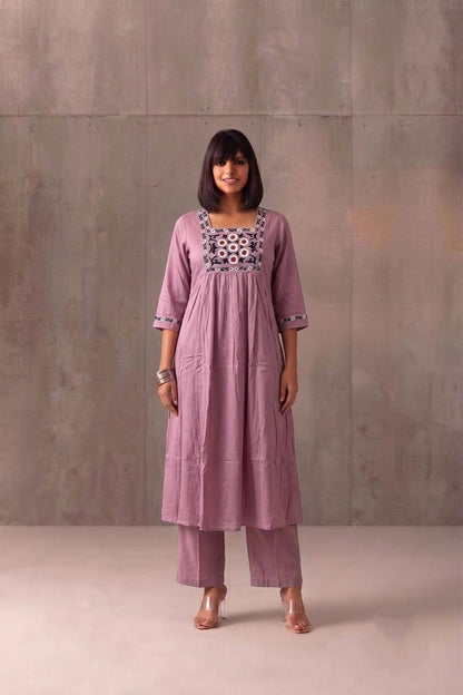 Pure Muslin A Line Two Piece Pant Set  MPS015