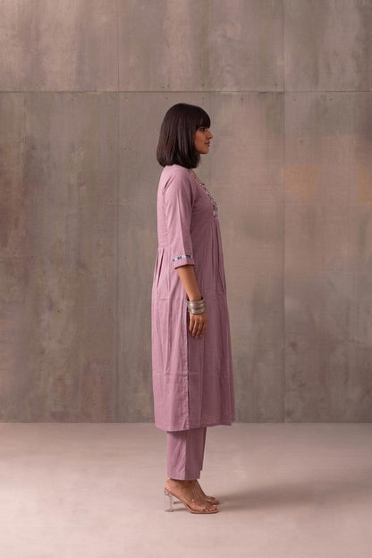 Pure Muslin A Line Two Piece Pant Set  MPS015