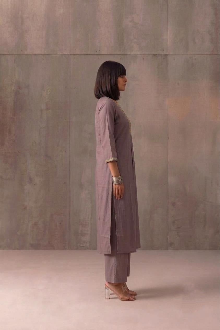 Two Piece Pant Set In Pure Muslin Fabric  MPS014