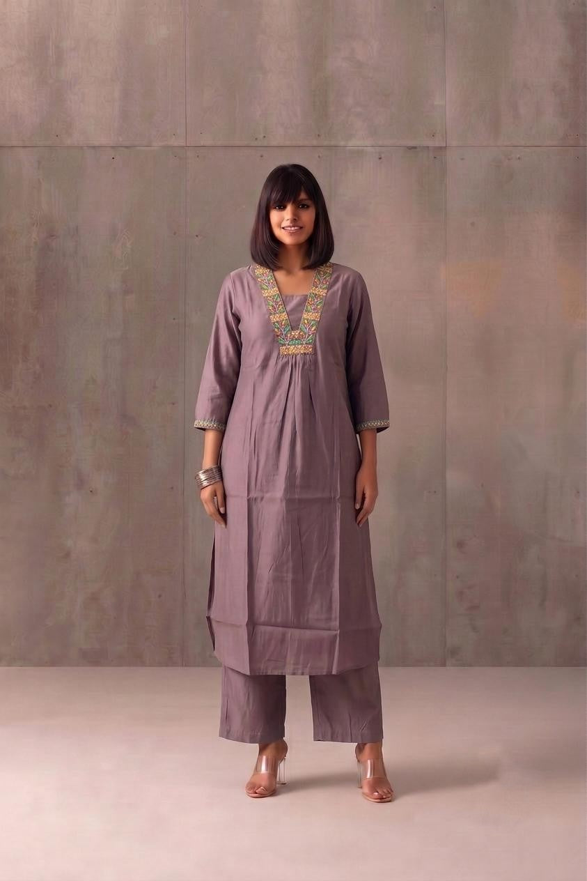 Two Piece Pant Set In Pure Muslin Fabric  MPS014