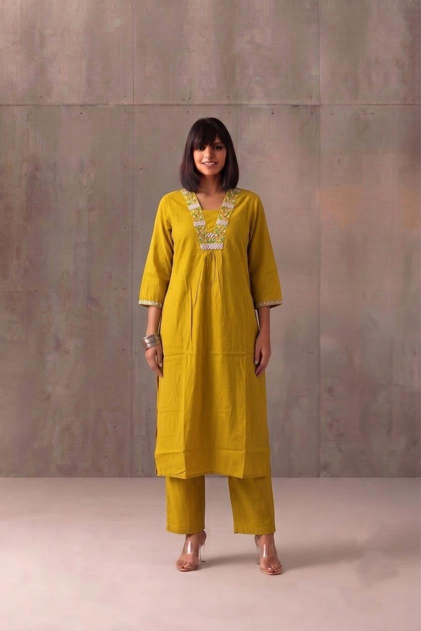 Two Piece Pant Set In Pure Muslin Fabric  MPS014