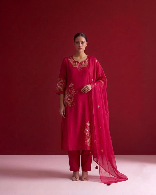 Embroidered Dupatta Set In Mul Chanderi Fabric MLC33