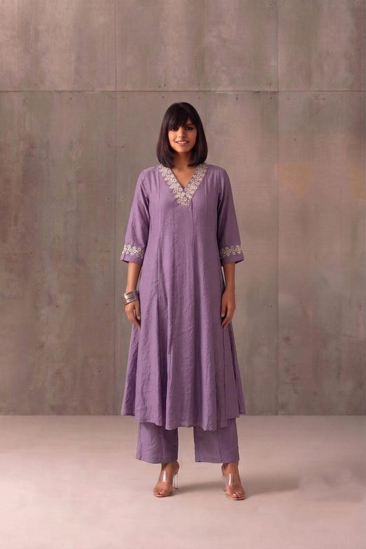 A Line Pant Sets In Silk Fabric PS0124