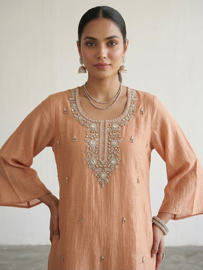 Mul Chanderi Crush With Lining And All Hand Embroidery Sharara Set MLC36