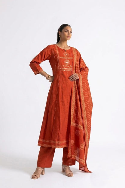 A Line Dupatta Set In Cotton Fabric CS0382