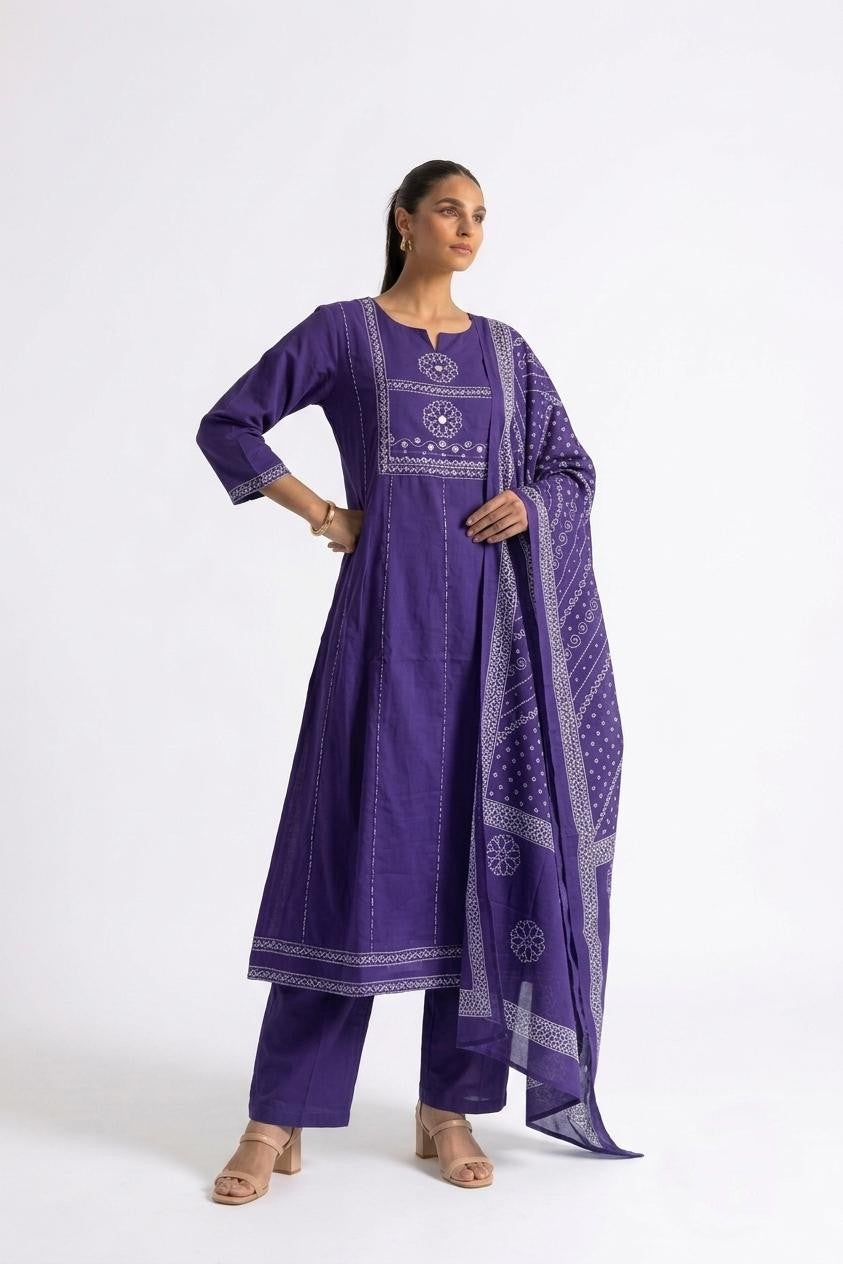 A Line Dupatta Set In Cotton Fabric CS0382