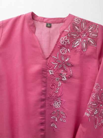 Pure Chinon Co-Ord Set With Embroidery